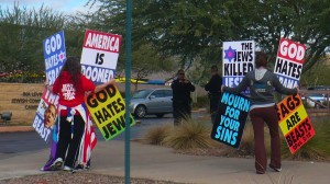 Members of the infamous Westboro Baptist Church protest the Jewish people. Photo courtesy of Wikimedia Commons.