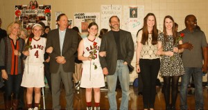 Photo provided by Perijo Maddox. Senior Lady Rams stand with their families and friends on Senior Night.
