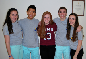 Photo provided by BLANk. Marine Biology students Adena Goldberg (left), Bini Allen, Gabi Cabell, Jacob Pellegrino, and Moriah Abrams made custom shirts to show their excitement over the elective.