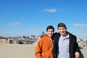 Junior Sam Matsil (left) and senior David Robinow enjoyed the view from the top of the tower