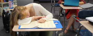 Sophomore Molly Kavanaugh spends so much time playing sports and doing homework that she must use English class to catch up on sleep. Photo by Gabrielle Abrams.